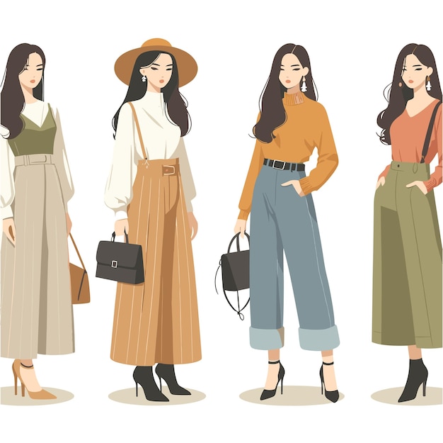 A flat illustration of asian woman