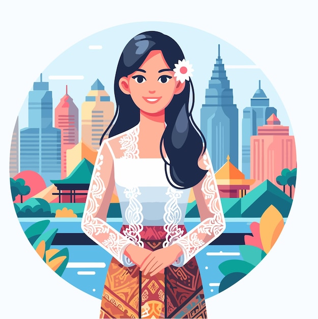 Vector a flat illustration of asian woman