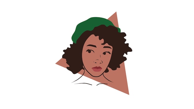 Flat illustration of a beautiful girl with curly hair