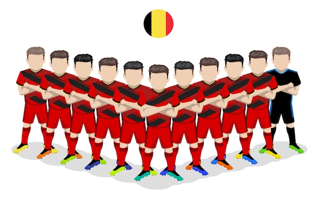 Flat Illustration of Belgium National Football Team for European Competition