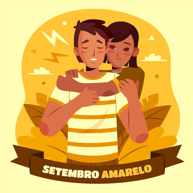 Flat illustration for brazilian suicide prevention month awareness