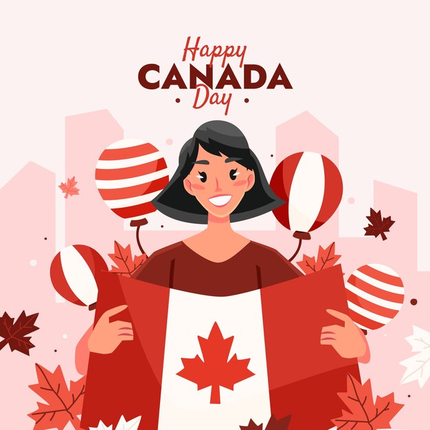 Vector flat illustration for canada day celebration