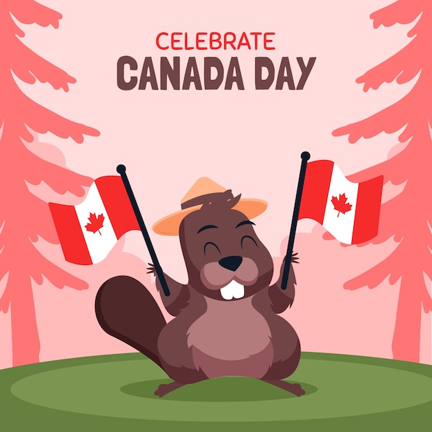 Flat illustration for canada day celebration