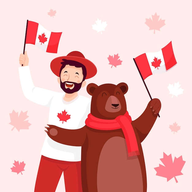 Flat illustration for canada day celebration