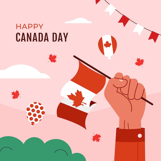 Vector flat illustration for canada day celebration