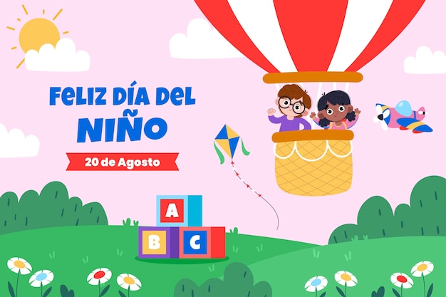 Flat illustration for children's day celebration in spanish