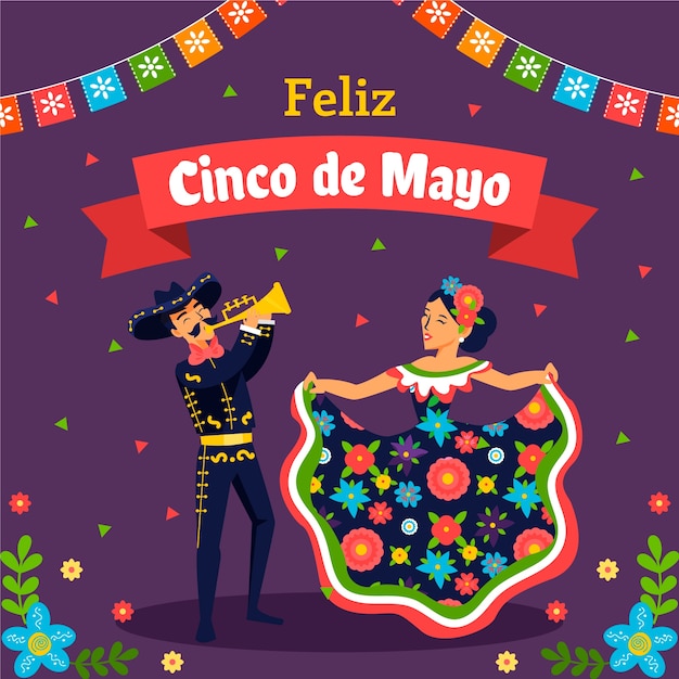 Flat illustration for cinco de mayo celebration