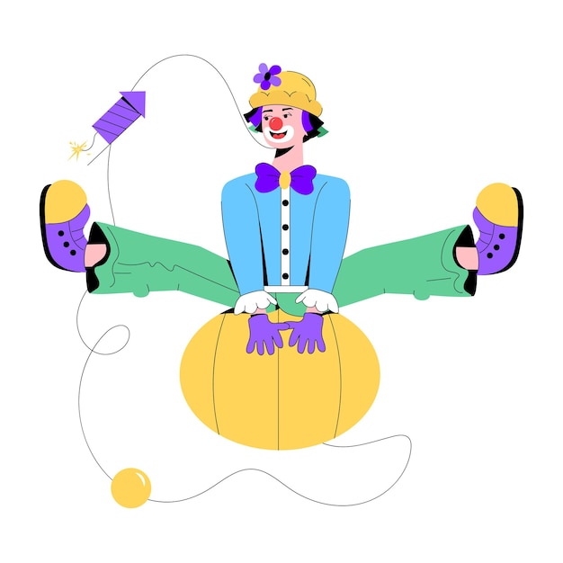 Flat illustration of clown ball