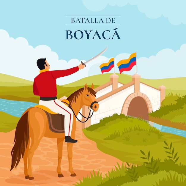 Vector flat illustration for colombian batalla de boyaca