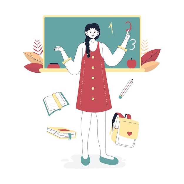 Vector flat illustration colorful occupation teacher