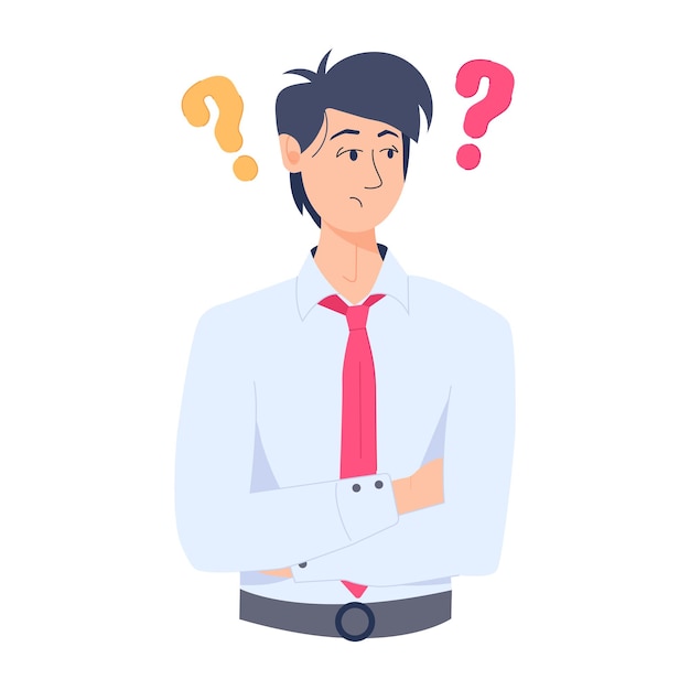 A flat illustration of confused employee