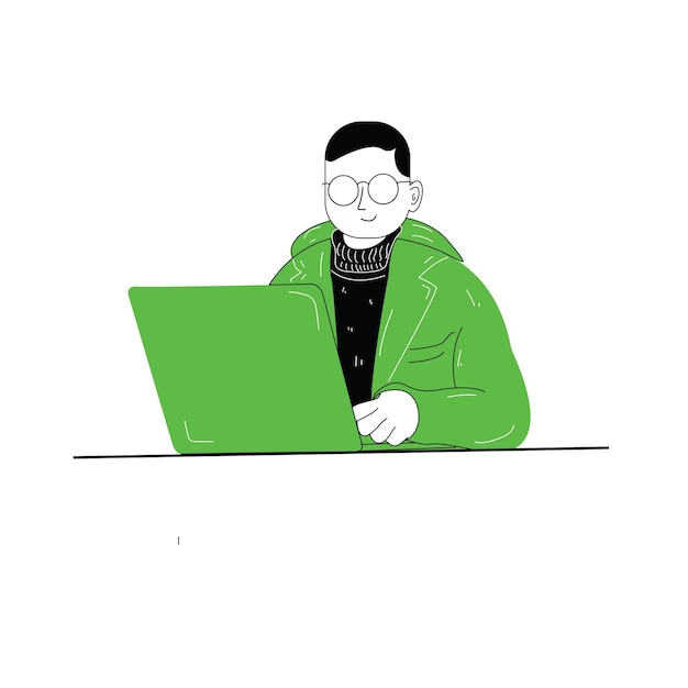 flat illustration of a content creation worker looking for content ideas writing a script