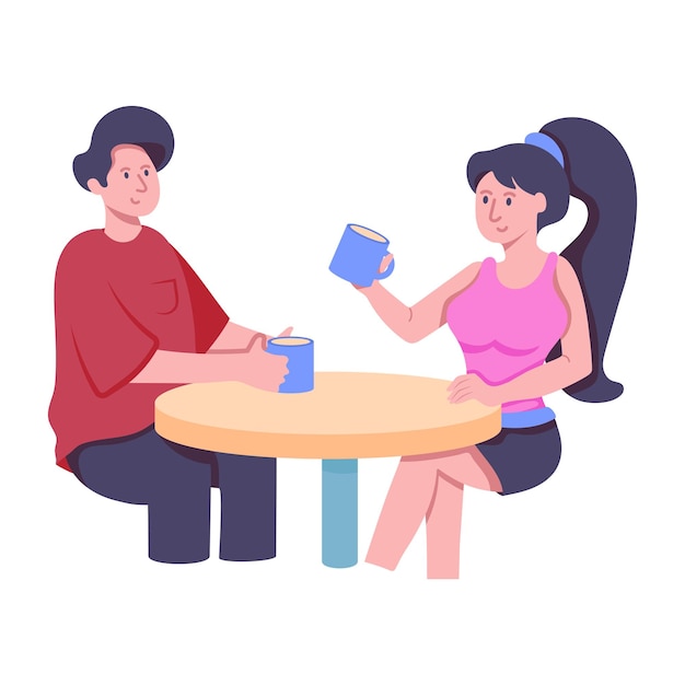 Flat illustration of couple date