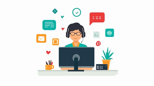 Vector flat illustration of customer support concept