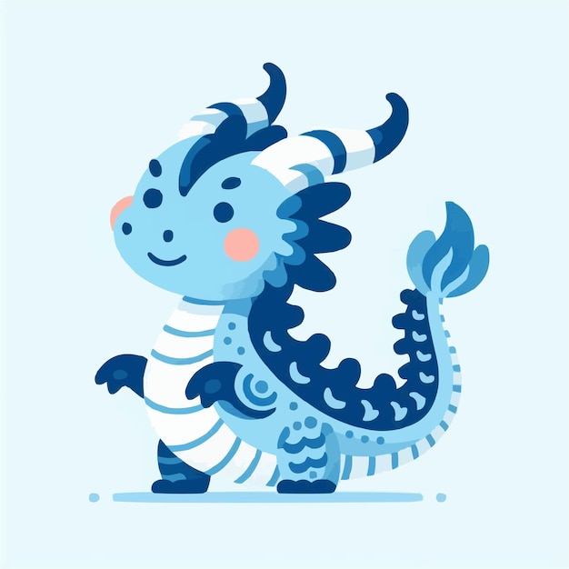 a flat illustration of cute dragon with kawaiii style