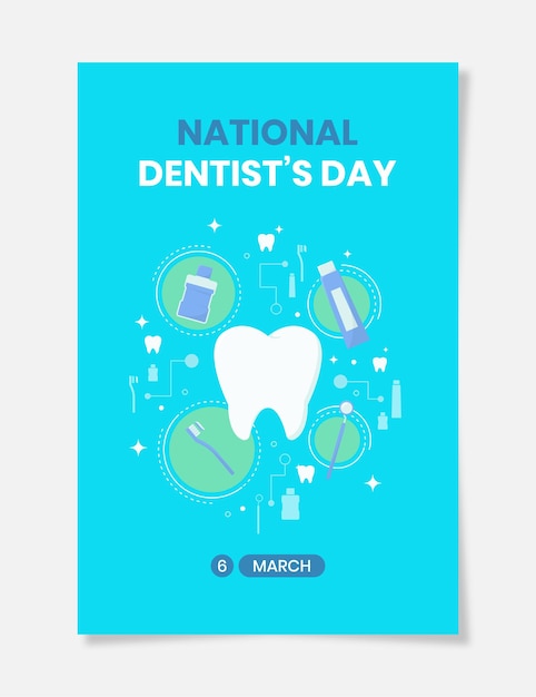 Flat illustration of dentists day poster