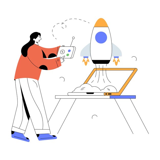 A flat illustration design of launch