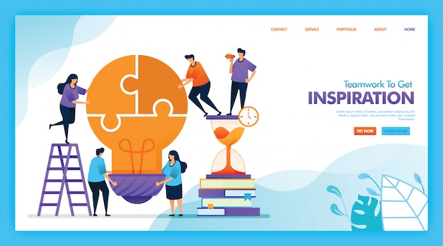 Flat illustration  design of Teamwork to get inspiration.