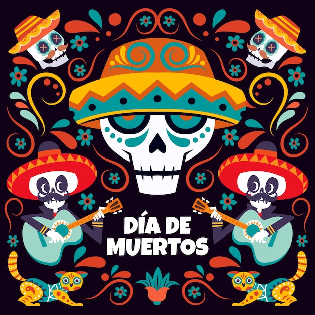 Flat illustration for dia de murtos celebration