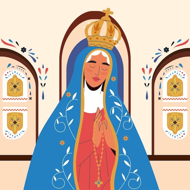 Flat illustration for dominican republic nuestra seoora de la altagracia