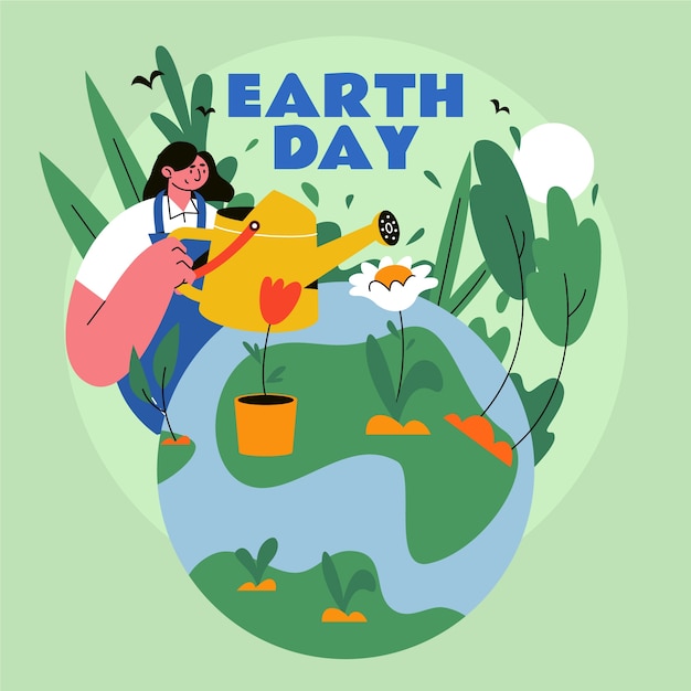 Vector flat illustration for earth day celebration