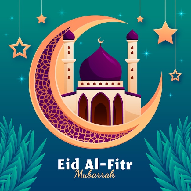 Flat illustration for eid al-fitr celebration