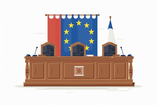 Flat Illustration of an Empty Courtroom