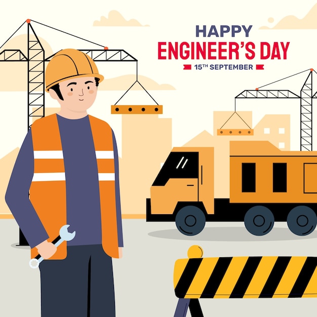 Flat illustration for engineers day