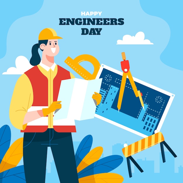 Flat illustration for engineers day