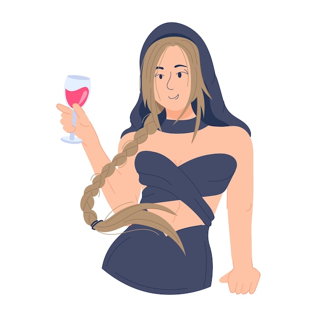 Flat illustration of enjoying wine