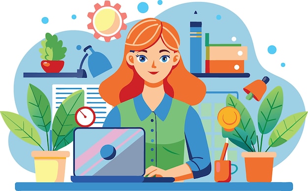 Flat illustration of a female professional designer vector illustration