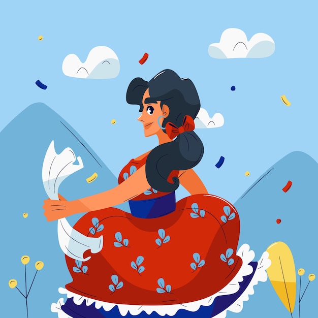 Flat illustration for fiestas patrias chile