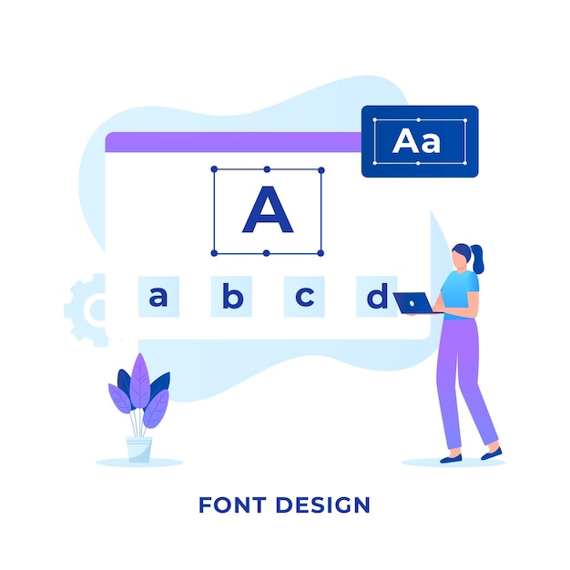 Flat illustration of font design concept