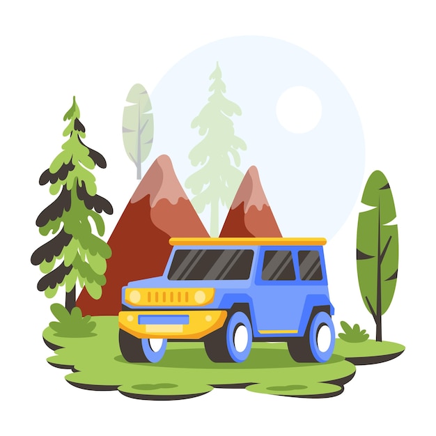 A flat illustration of forest transport