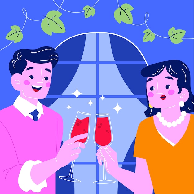 Flat illustration for french beaujolais nouveau wine festival celebration