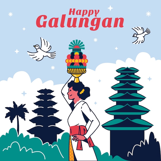 Flat illustration for galungan