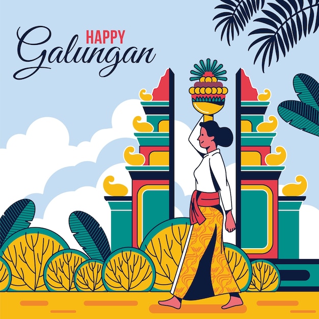 Flat illustration for galungan