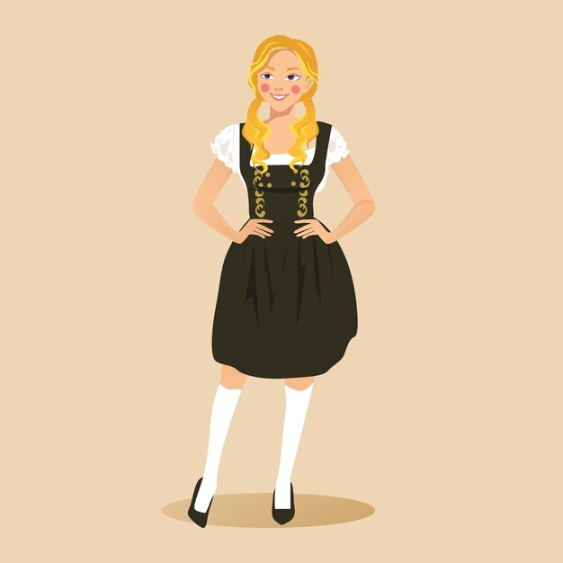 Vector flat illustration of a german girl