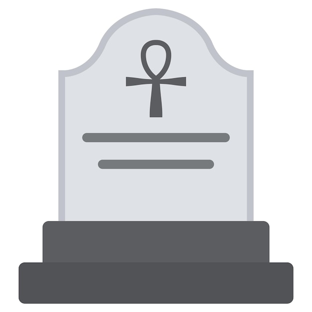 Vector flat illustration of gravestone isolated on white background