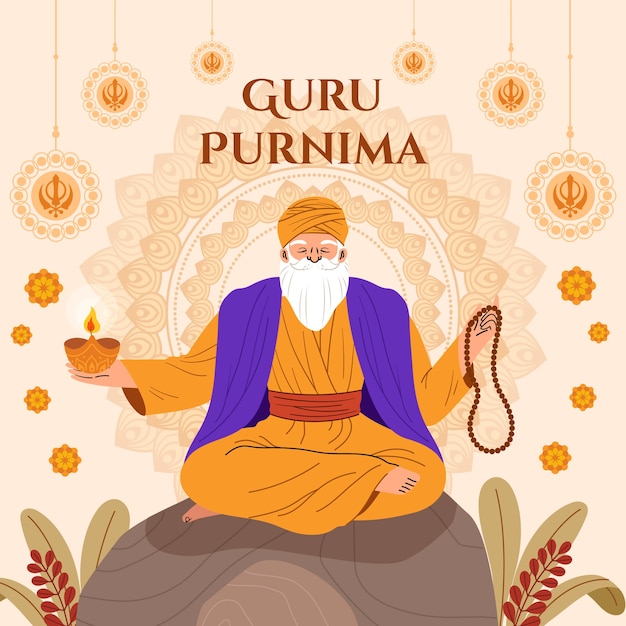 Flat illustration for guru purnima celebration