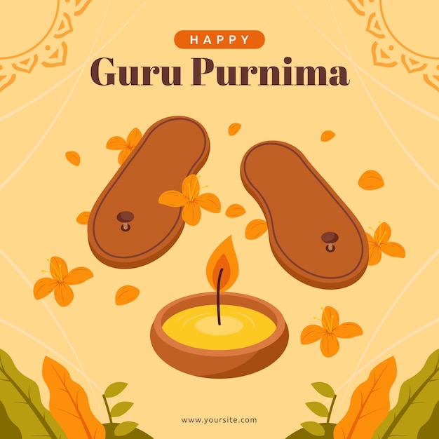 Flat illustration for guru purnima worship