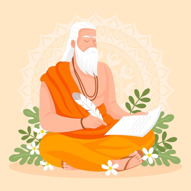 Vector flat illustration for guru purnima