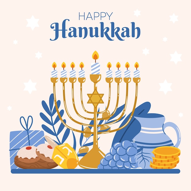 Flat illustration for hanukkah celebration