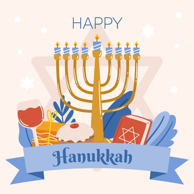 Flat illustration for hanukkah celebration