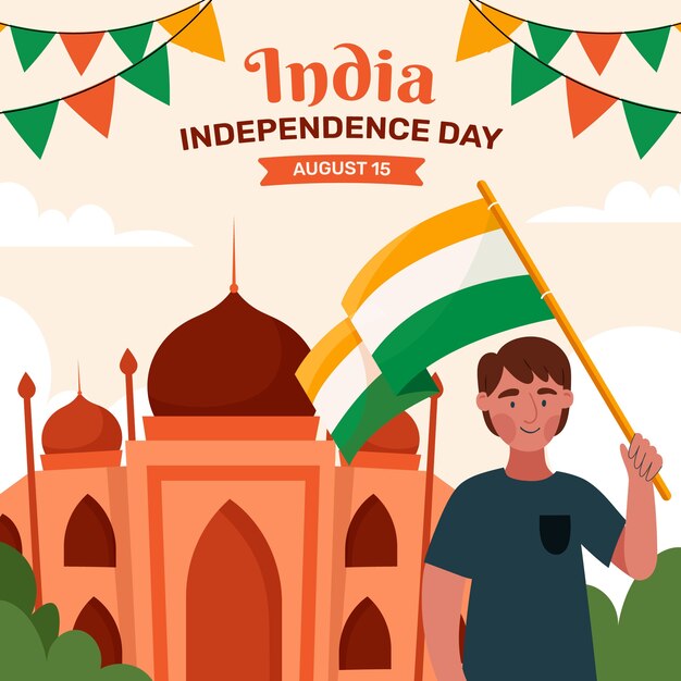 Vector flat illustration for india independence day celebration