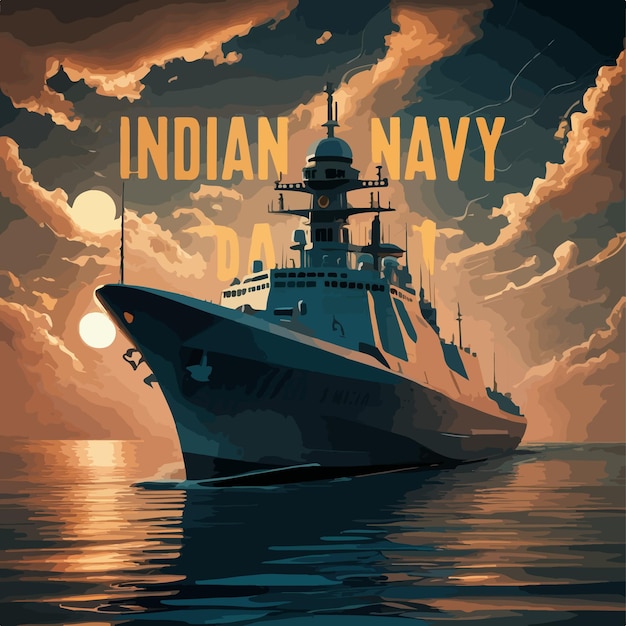 Vector flat illustration of indian navy day background