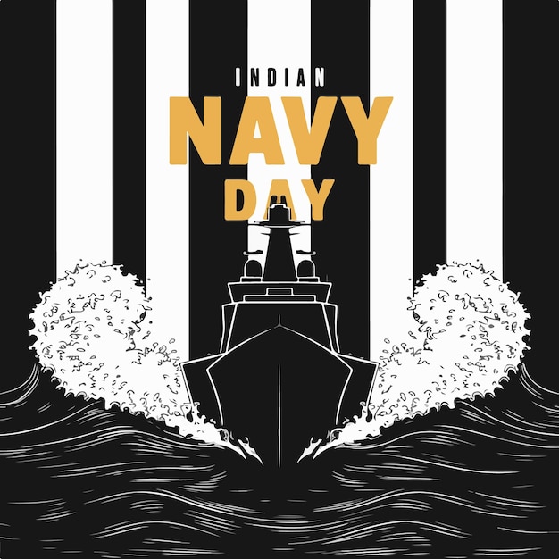 Vector flat illustration of indian navy day background