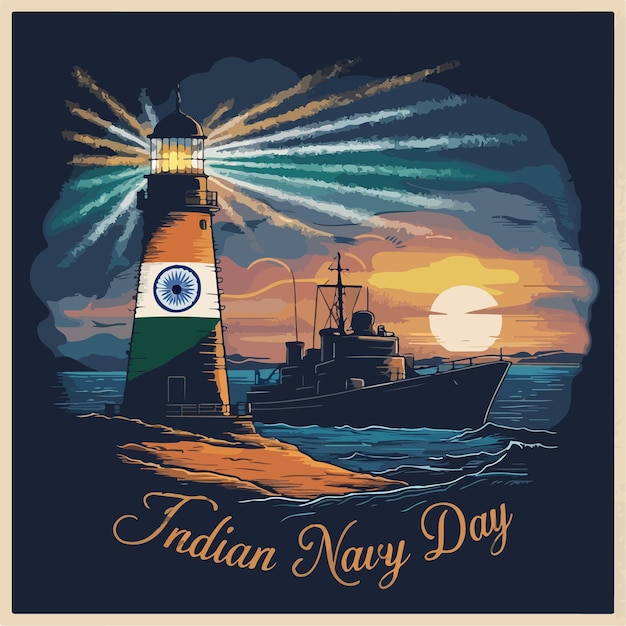 Vector flat illustration of indian navy day background