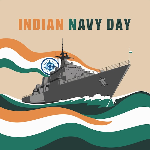 Vector flat illustration of indian navy day background