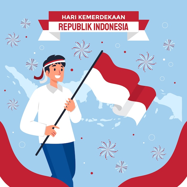 Flat illustration for indonesia independence day celebration